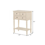 24" Natural Solid Wood Distressed Console Table With Shelf And Three Drawers