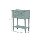 24" Natural Solid Wood Distressed Console Table With Shelf And Three Drawers