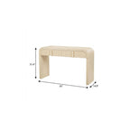 55" Cream Wood Round Double Pedestal Console Table With Two Drawers