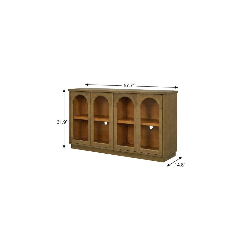 58" Navy Blue Wood Sideboard With Four Glass Doors