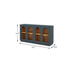 58" Navy Blue Wood Sideboard With Four Glass Doors