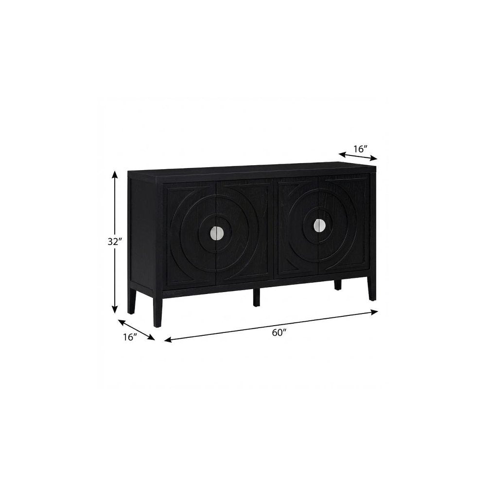 60" Black Wood Sideboard With Four Doors