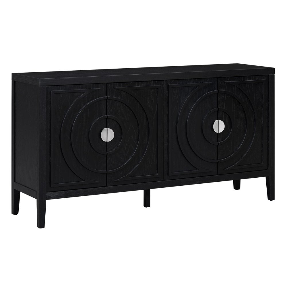 60" Black Wood Sideboard With Four Doors