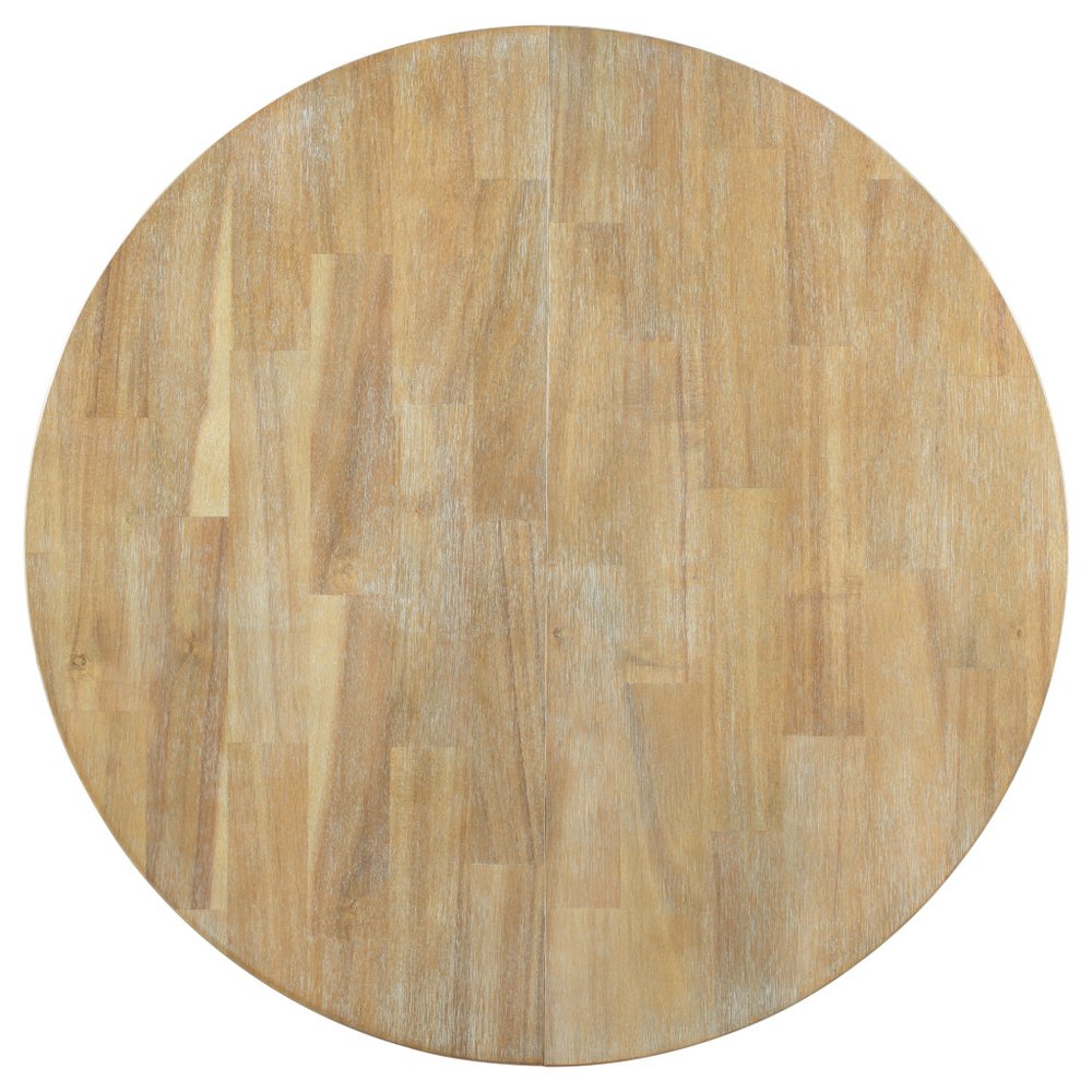 58" Oak And Antiqued White Wood Removable Leaf Cross Leg Base Oval Extendable Dining Table