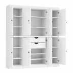 72" White Solid Wood 8 Two Drawer Pantry Or Storage Closet