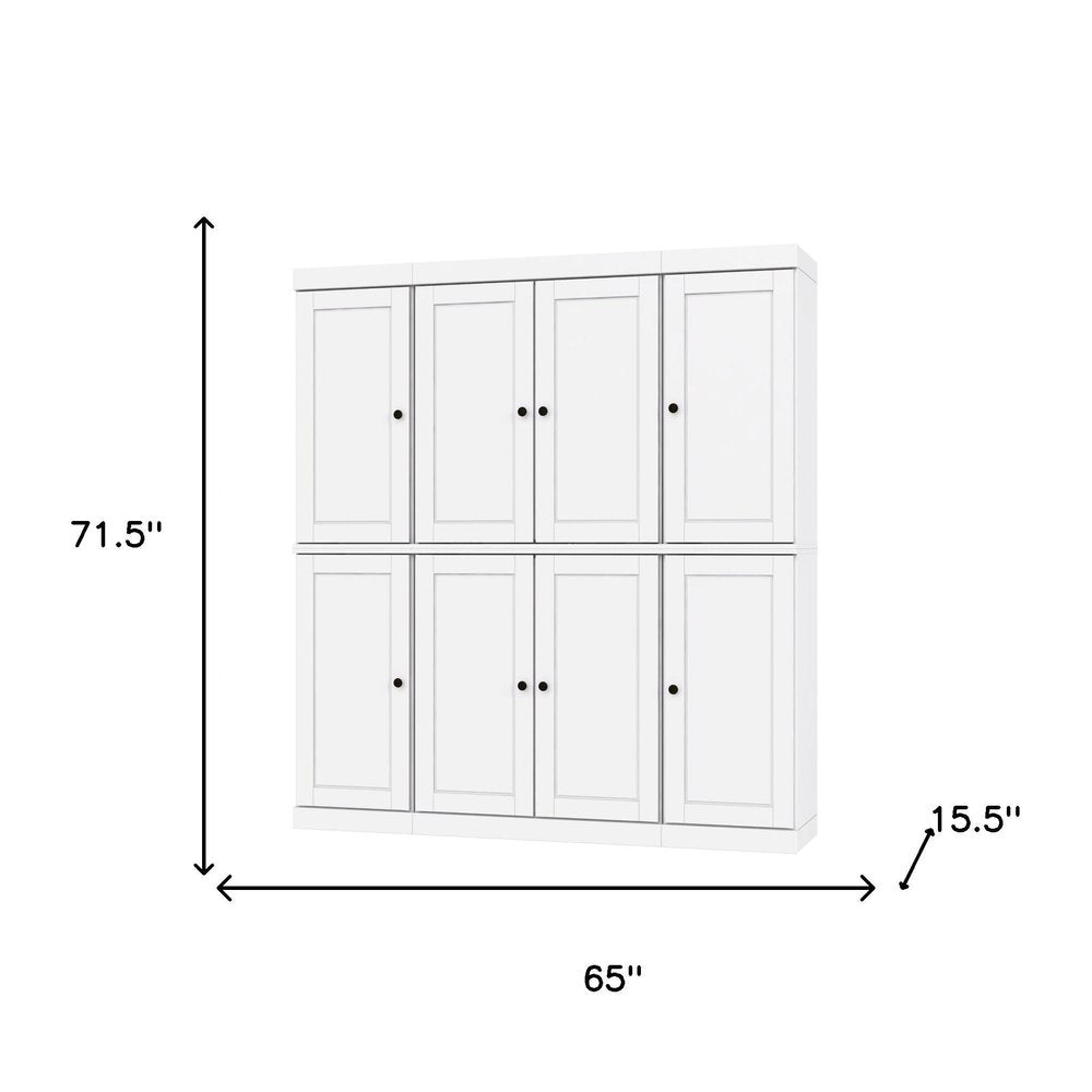 72" White Solid Wood 8 Two Drawer Pantry Or Storage Closet
