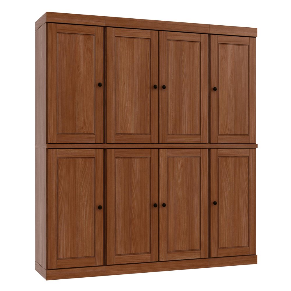 72" Coffee Solid Wood 8 Two Drawer Pantry Or Storage Closet
