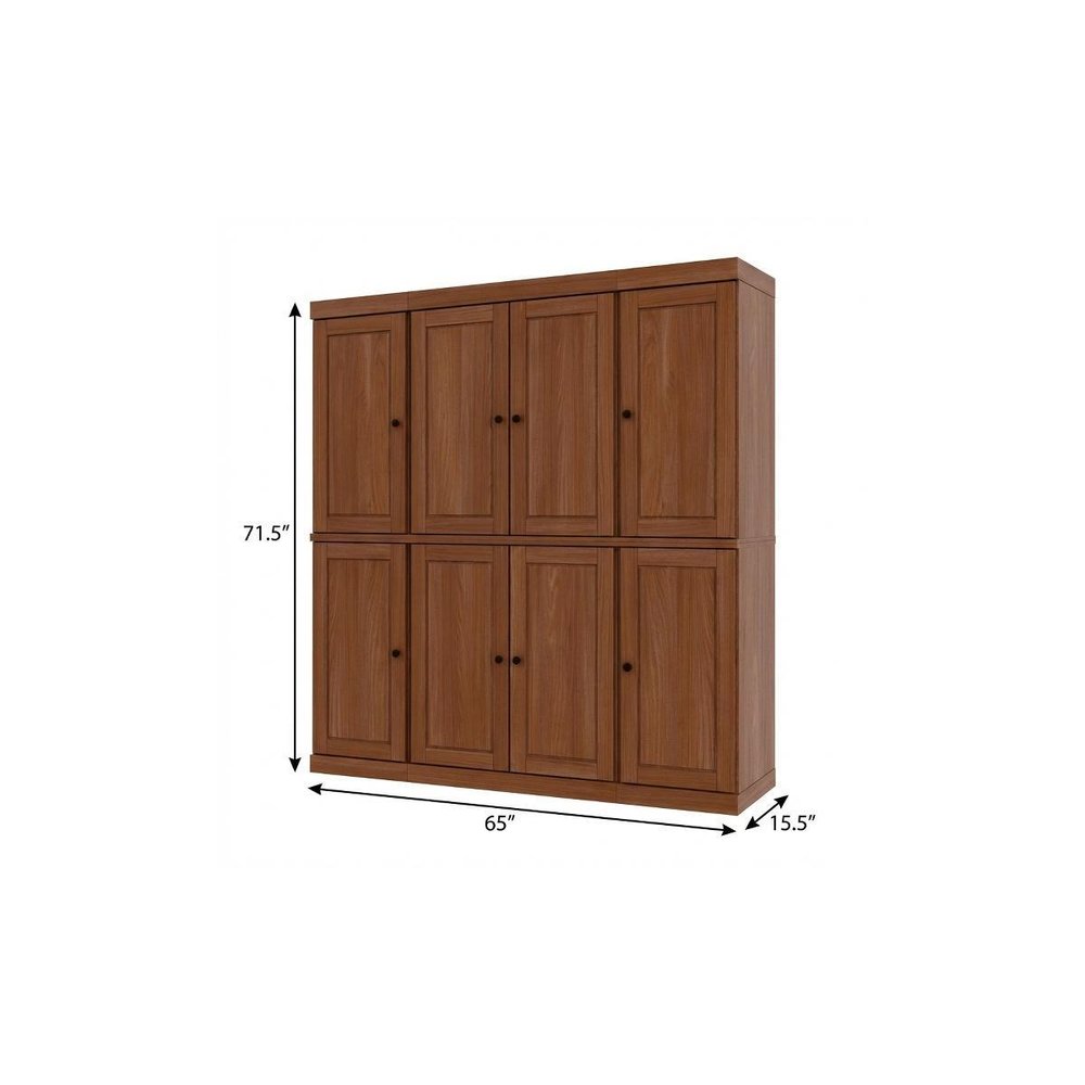 72" Coffee Solid Wood 8 Two Drawer Pantry Or Storage Closet