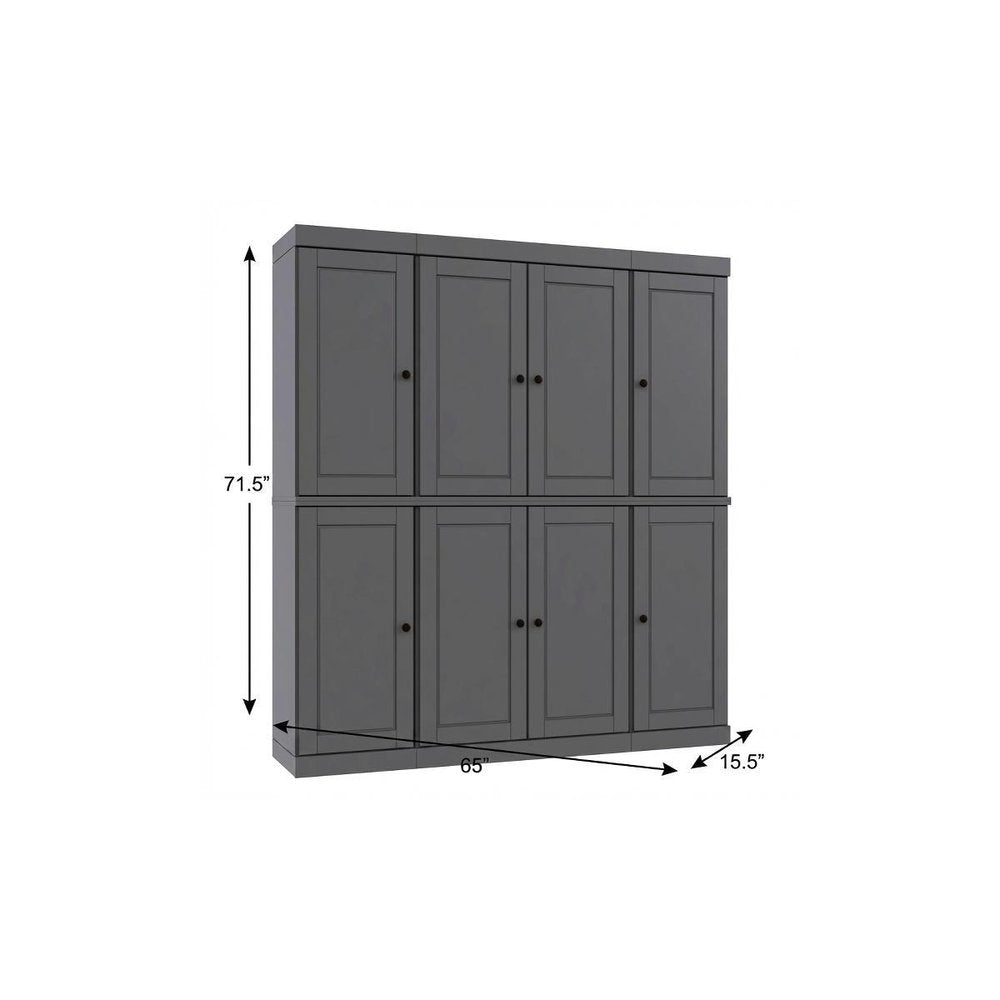 72" Gray Solid Wood 8 Two Drawer Pantry Or Storage Closet