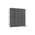 72" Gray Solid Wood 8 Two Drawer Pantry Or Storage Closet