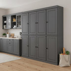 72" Gray Solid Wood 8 Two Drawer Pantry Or Storage Closet