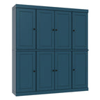 72" Teal Blue Solid Wood 8 Two Drawer Pantry Or Storage Closet