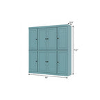 72" Aqua Solid Wood 8 Two Drawer Pantry Or Storage Closet
