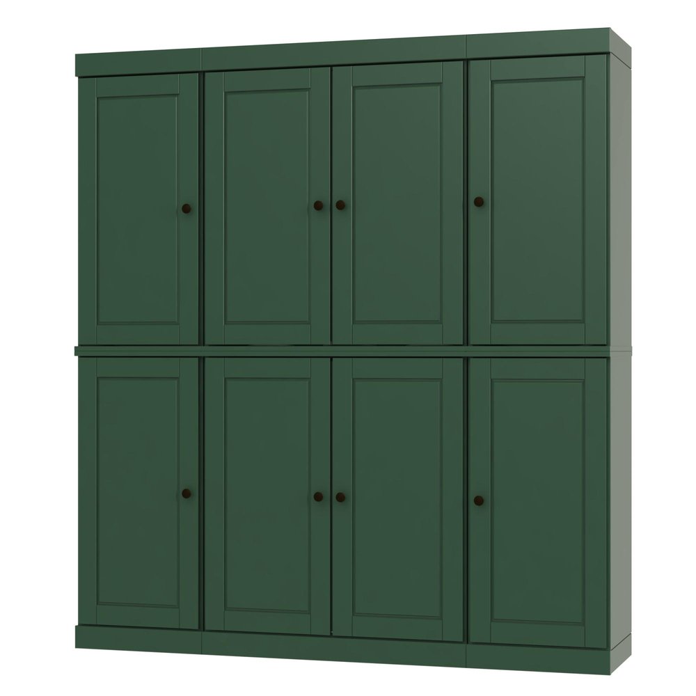 72" Green Solid Wood 8 Two Drawer Pantry Or Storage Closet
