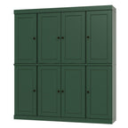 72" Green Solid Wood 8 Two Drawer Pantry Or Storage Closet
