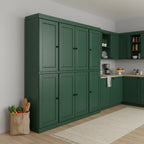 72" Green Solid Wood 8 Two Drawer Pantry Or Storage Closet