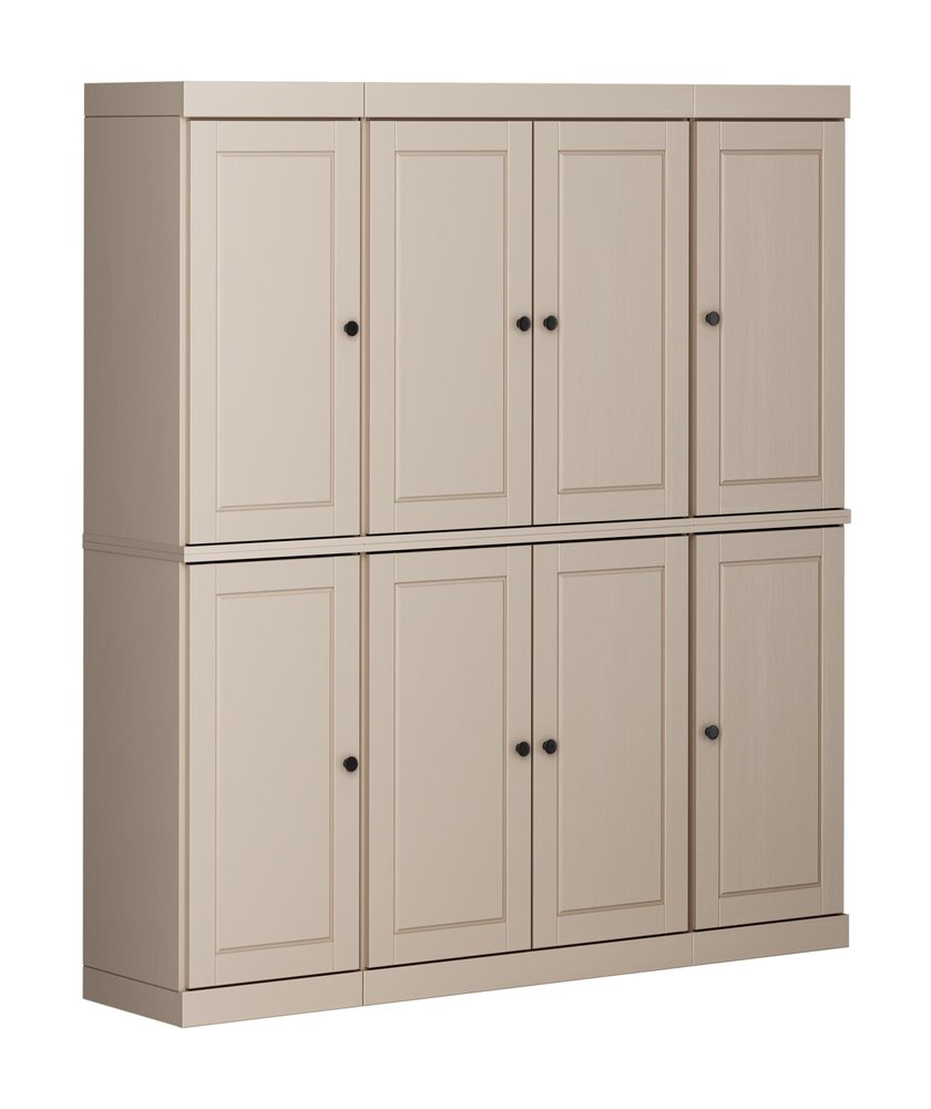 72" Beige Solid Wood 8 Two Drawer Pantry Or Storage Closet