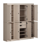 72" Beige Solid Wood 8 Two Drawer Pantry Or Storage Closet