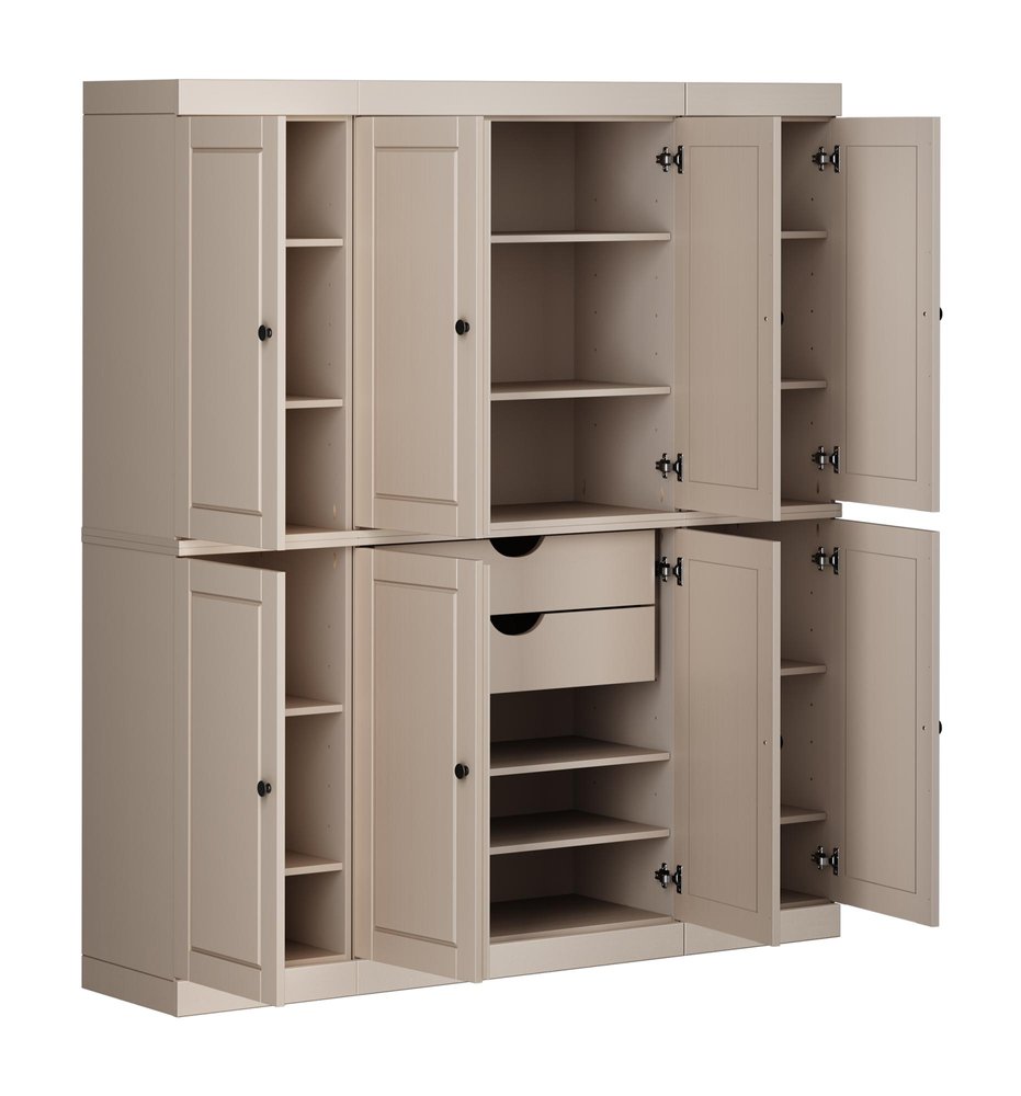 72" Beige Solid Wood 8 Two Drawer Pantry Or Storage Closet