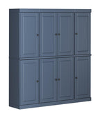 72" French Blue Solid Wood 8 Two Drawer Pantry Or Storage Closet
