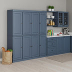 72" French Blue Solid Wood 8 Two Drawer Pantry Or Storage Closet