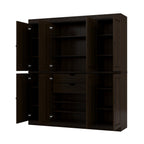 72" Espresso Solid Wood 8 Two Drawer Pantry Or Storage Closet