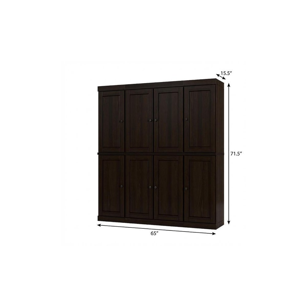 72" Espresso Solid Wood 8 Two Drawer Pantry Or Storage Closet