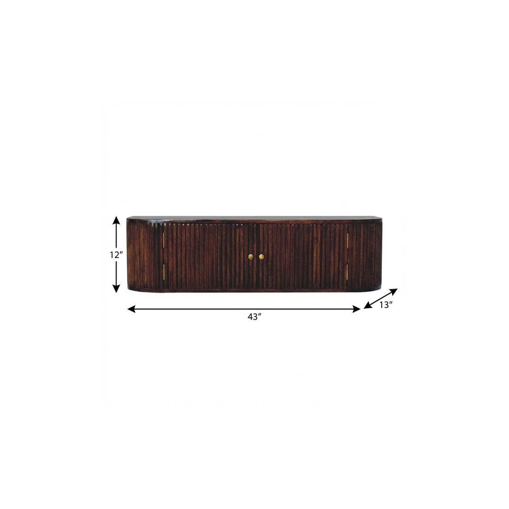 43" Chestnut Solid Wood Floating Wall Mount Console Table