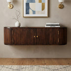 43" Chestnut Solid Wood Floating Wall Mount Console Table