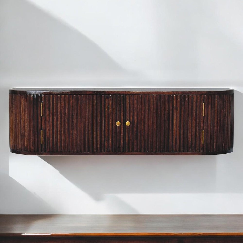 43" Chestnut Solid Wood Floating Wall Mount Console Table