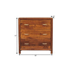 30" Brown Solid Wood Three Drawer Sideboard
