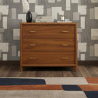 30" Brown Solid Wood Three Drawer Sideboard