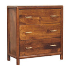 30" Brown Solid Wood Three Drawer Sideboard