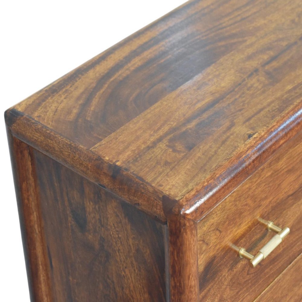 30" Brown Solid Wood Three Drawer Sideboard