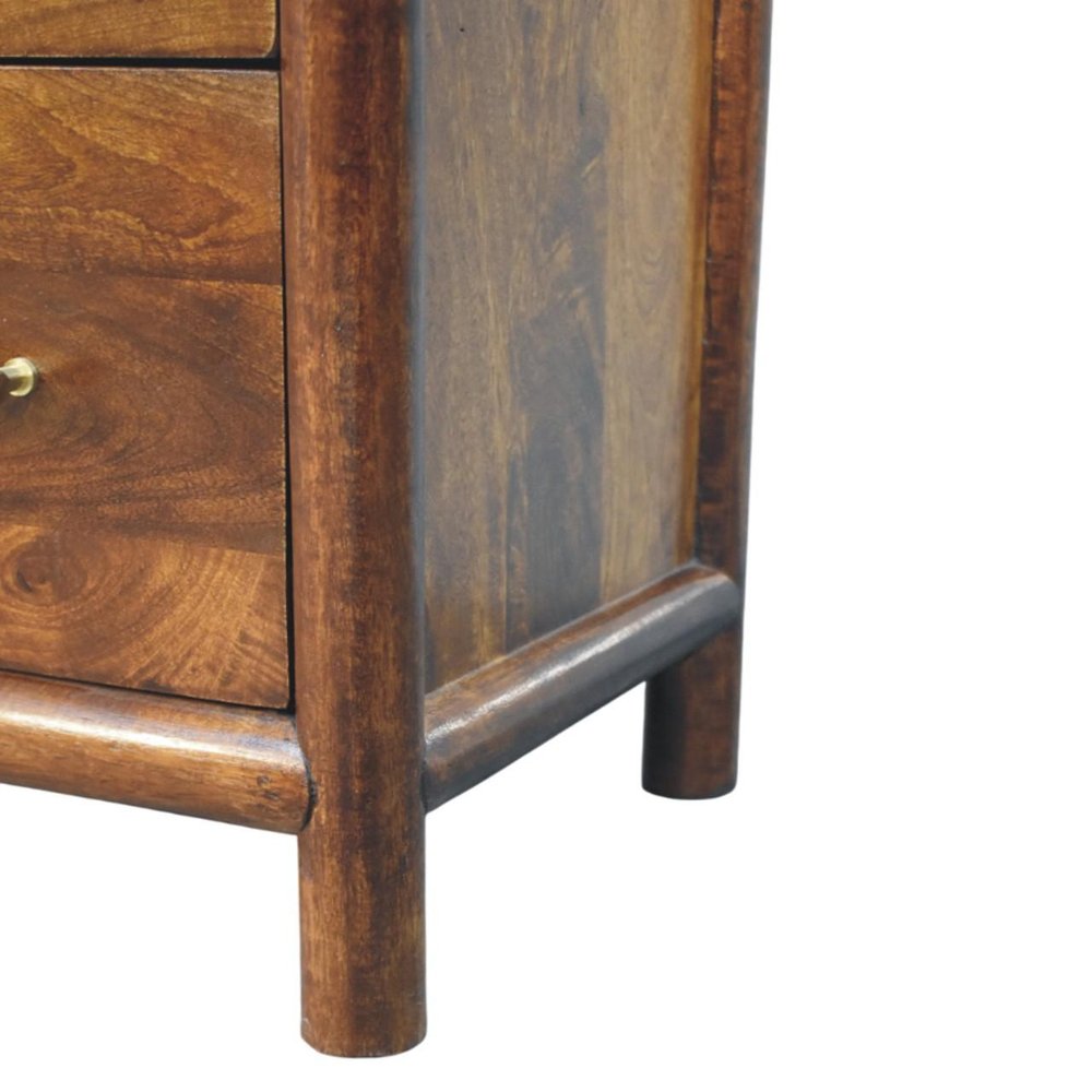 30" Brown Solid Wood Three Drawer Sideboard