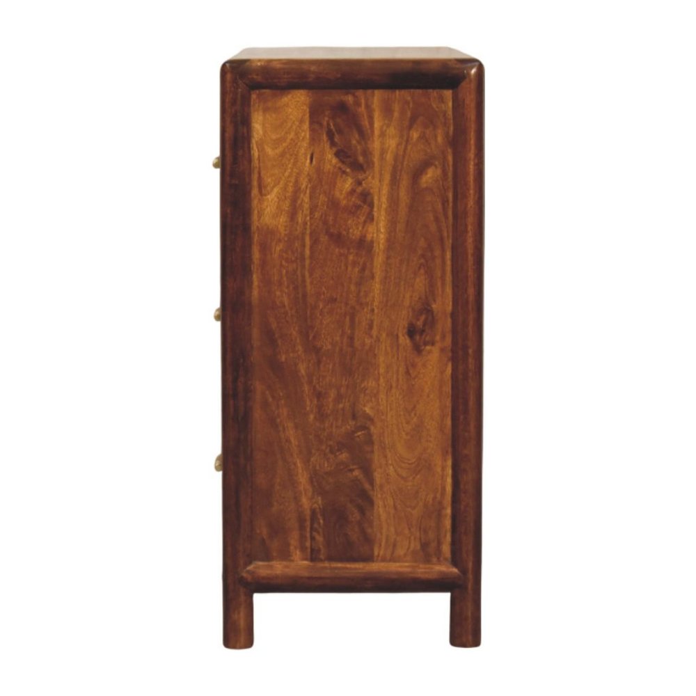 30" Brown Solid Wood Three Drawer Sideboard