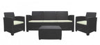 Four Piece Espresso and Beige Plastic Upholstered Cushions Sofa Seating Group With Table