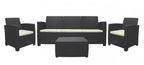 Four Piece Espresso and Beige Plastic Upholstered Cushions Sofa Seating Group With Table