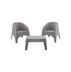 Three Piece Taupe Plastic Two Person Seating Group With Table