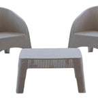 Three Piece Taupe Plastic Two Person Seating Group With Table