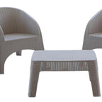 Three Piece Taupe Plastic Two Person Seating Group With Table