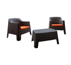 Three Piece Espresso Plastic Two Person Seating Group With Table