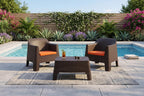 Three Piece Espresso Plastic Two Person Seating Group With Table