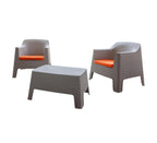 Three Piece Taupe Plastic Two Person Seating Group With Table