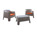 Three Piece Taupe Plastic Two Person Seating Group With Table