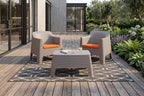 Three Piece Taupe Plastic Two Person Seating Group With Table