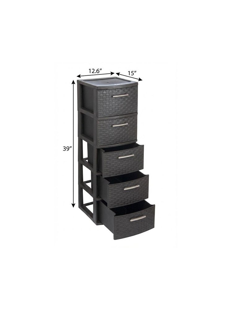 13" Espresso Heavy Duty Plastic Four Drawer Storage Cabinet