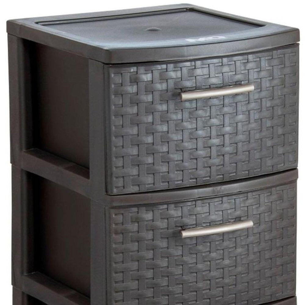 13" Espresso Heavy Duty Plastic Four Drawer Storage Cabinet