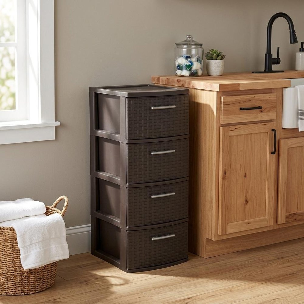 13" Espresso Heavy Duty Plastic Five Drawer Storage Cabinet