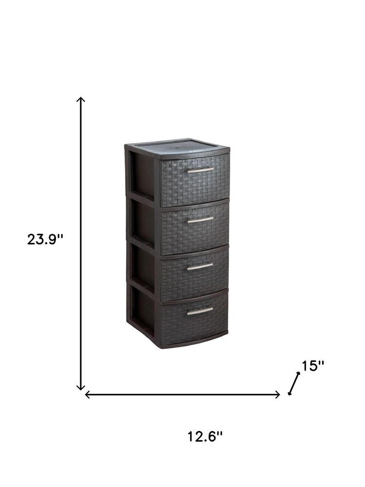 13" Espresso Heavy Duty Plastic Five Drawer Storage Cabinet